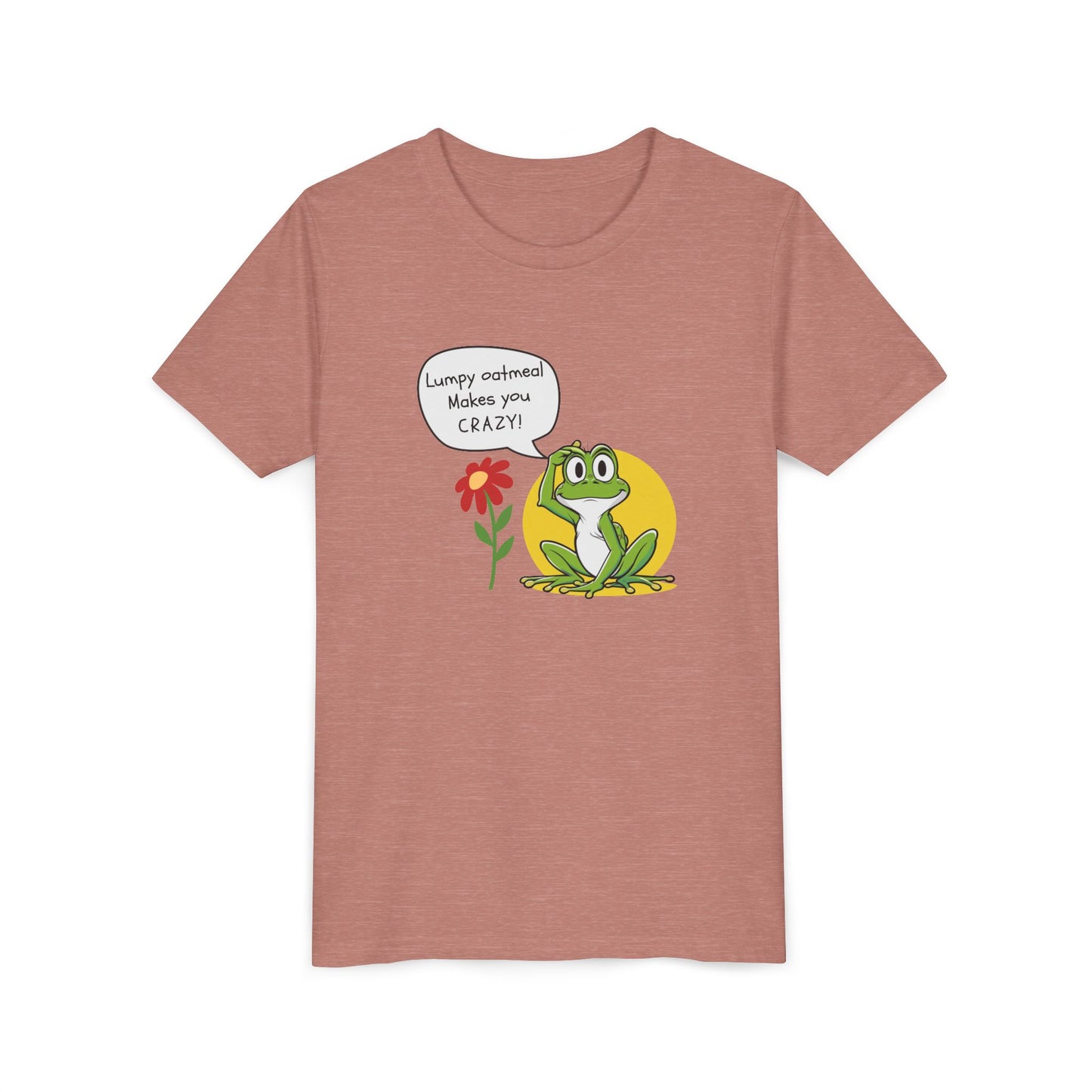 Lumpy Oatmeal Makes You CRAZY Funny Frog Youth Tee - Wishing You Crazy Fun, Cute Kids T-Shirt, Birthday Gift, Summer Outfit, Playful Apparel, Nature Lover Shirt
