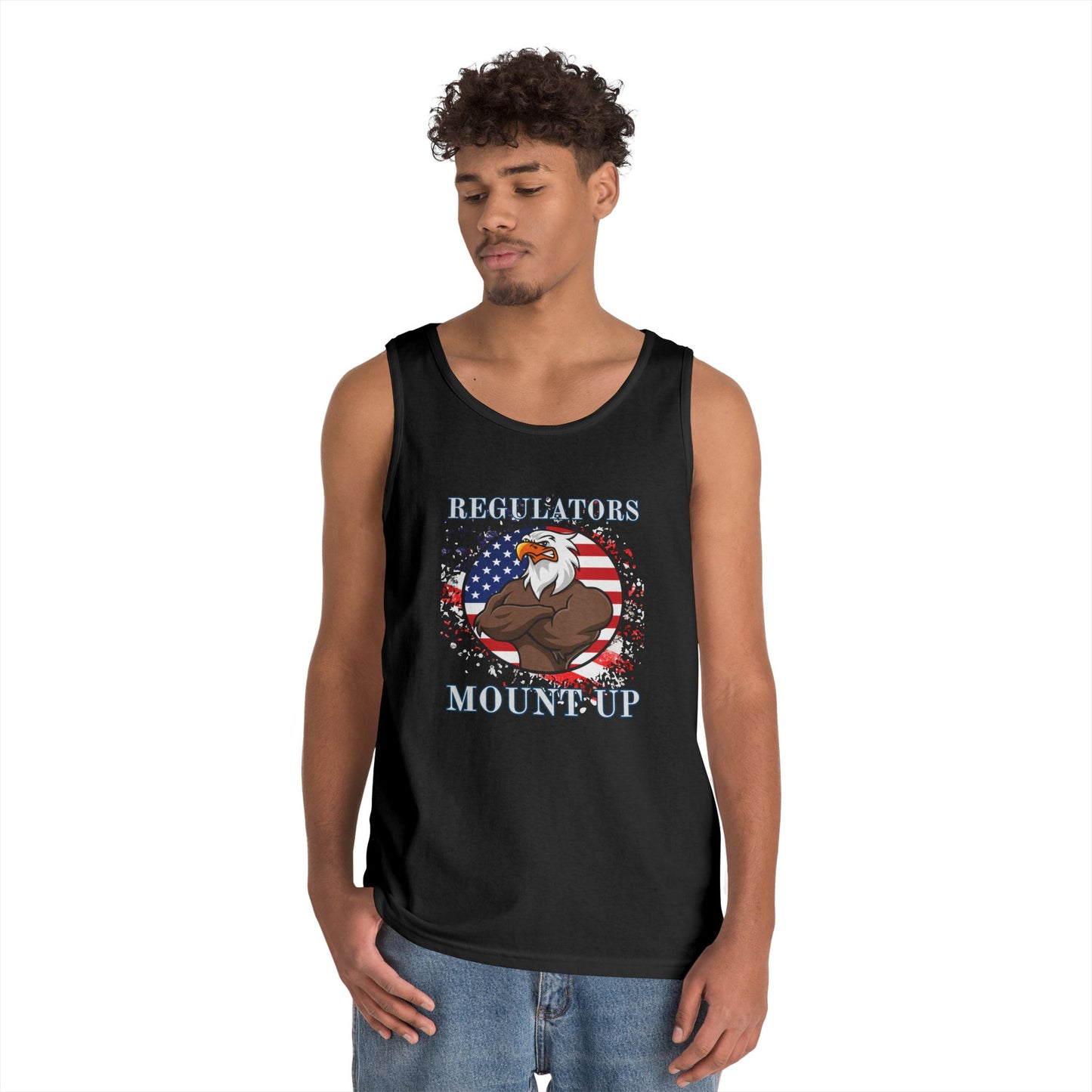 Patriotic Eagle Tank Top, Unisex Heavy Cotton Tank, Summer Outfit, Independence Day Gift, Outdoor Activities, 4th of July