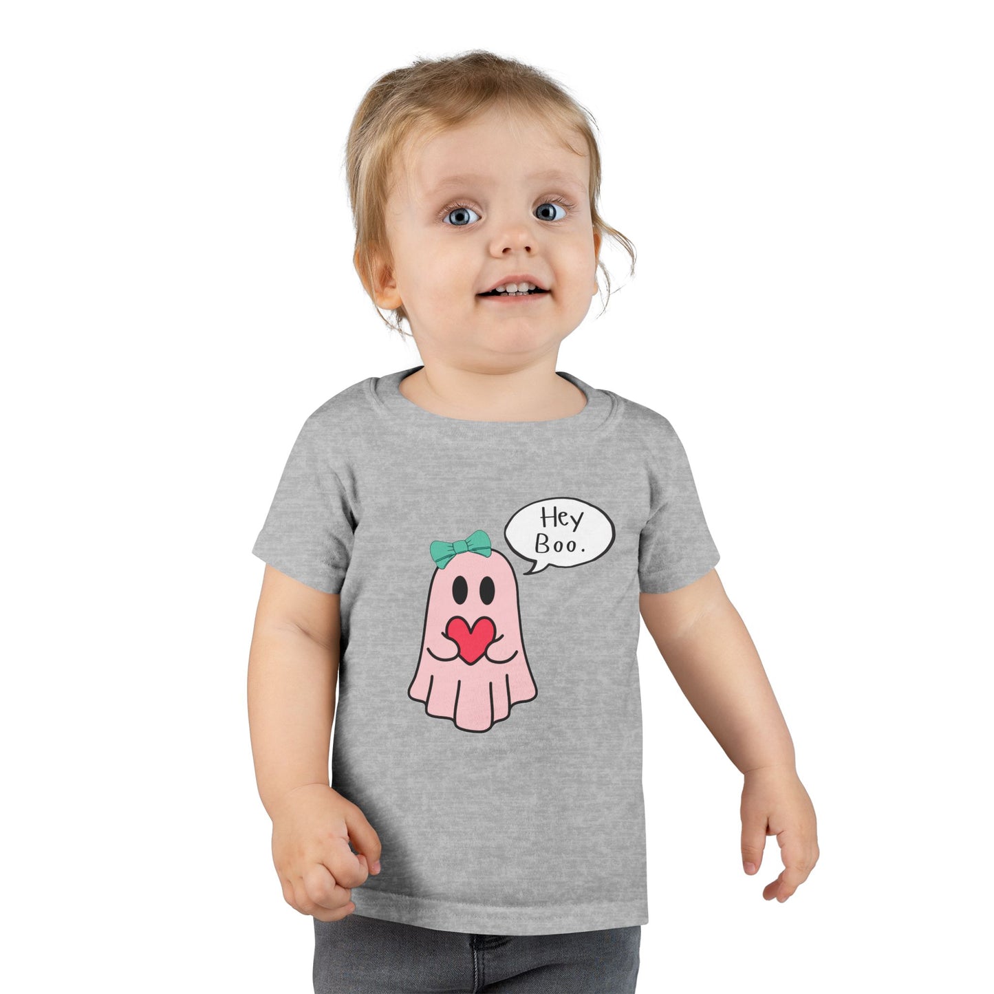 Adorable Toddler Ghost T-Shirt - 'Hey Boo' Design, Fun Kids Tee, Halloween Costume, Playdate Outfit, Gift for Toddlers