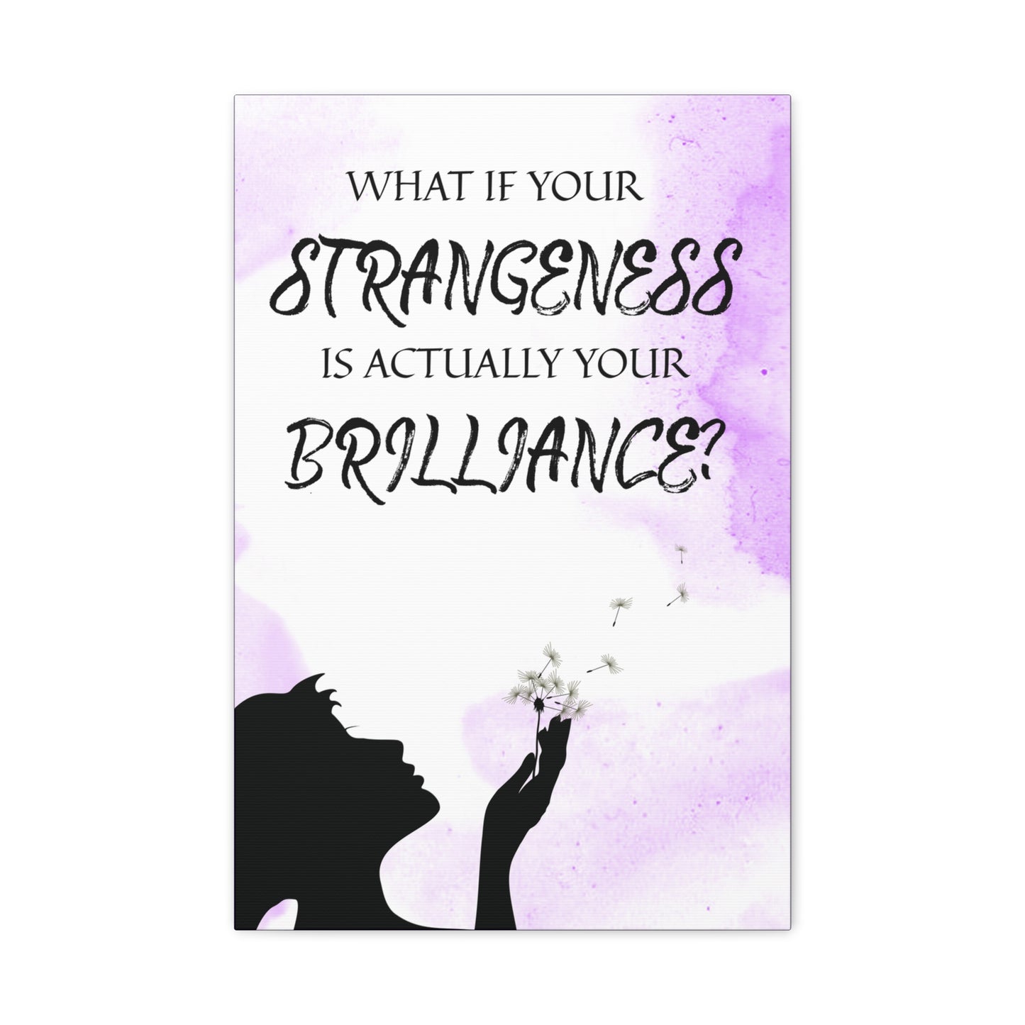 Inspirational Wall Art Canvas - "What If Your Strangeness is Actually Your Brilliance?" - Purple Cloud Canvas