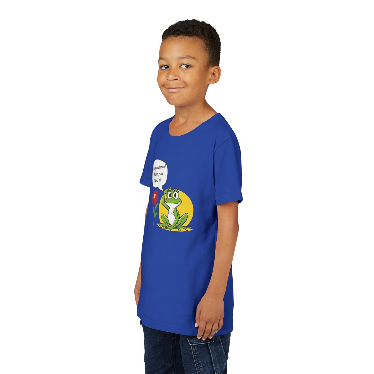 Lumpy Oatmeal Makes You CRAZY Funny Frog Youth Tee - Wishing You Crazy Fun, Cute Kids T-Shirt, Birthday Gift, Summer Outfit, Playful Apparel, Nature Lover Shirt