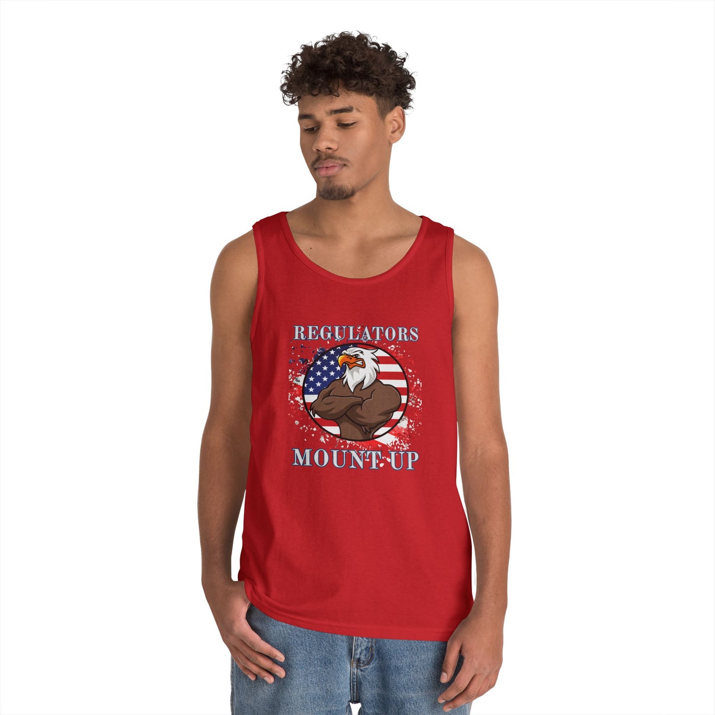 Patriotic Eagle Tank Top, Unisex Heavy Cotton Tank, Summer Outfit, Independence Day Gift, Outdoor Activities, 4th of July