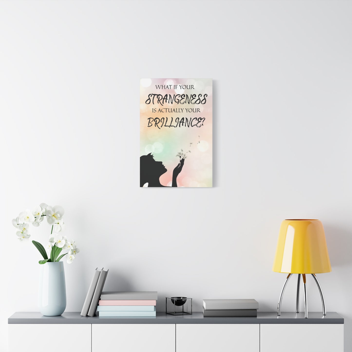 Inspirational Canvas Art - "What If Your Strangeness Is Actually Your Brilliance?" -Pastel Cloud Canvas