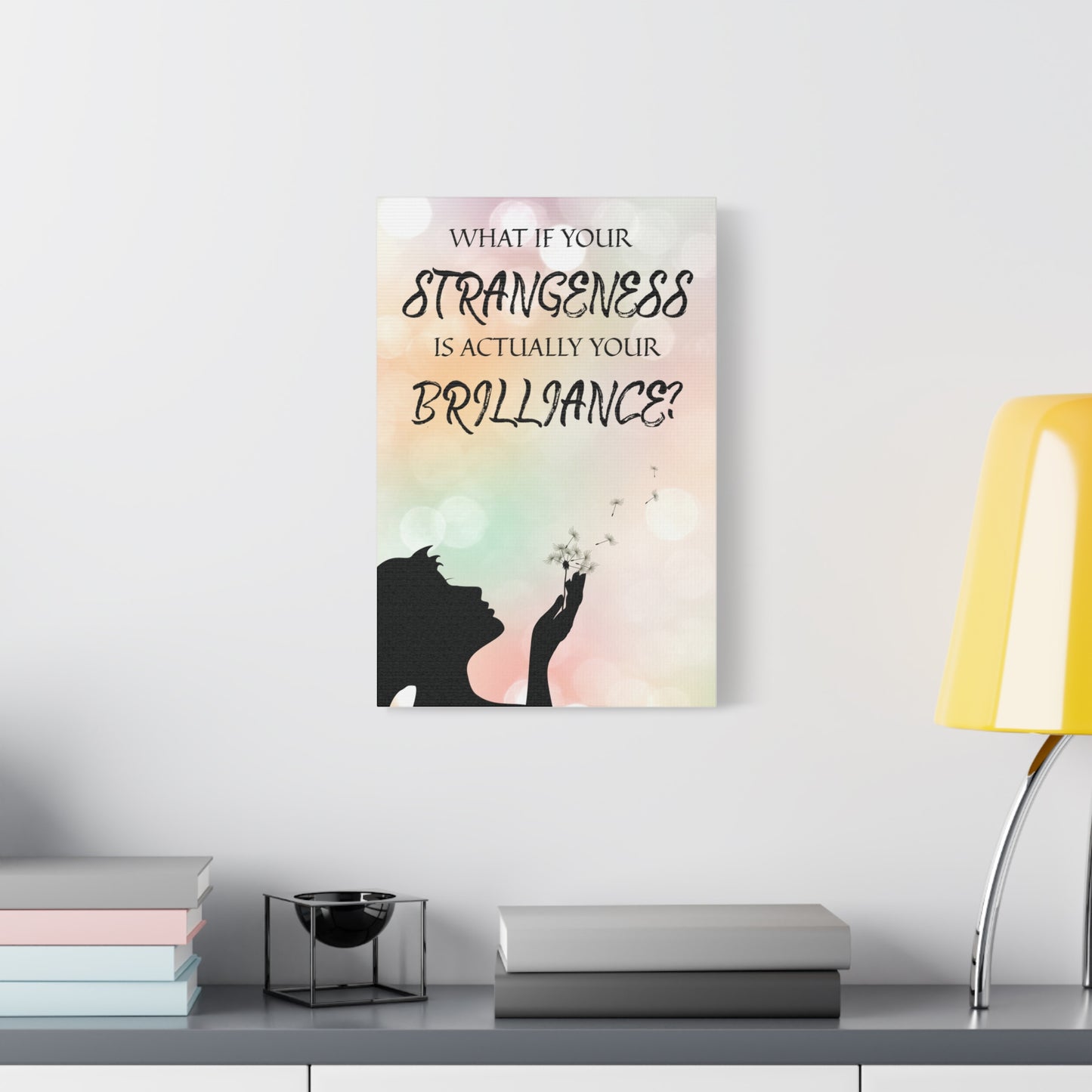 Inspirational Canvas Art - "What If Your Strangeness Is Actually Your Brilliance?" -Pastel Cloud Canvas