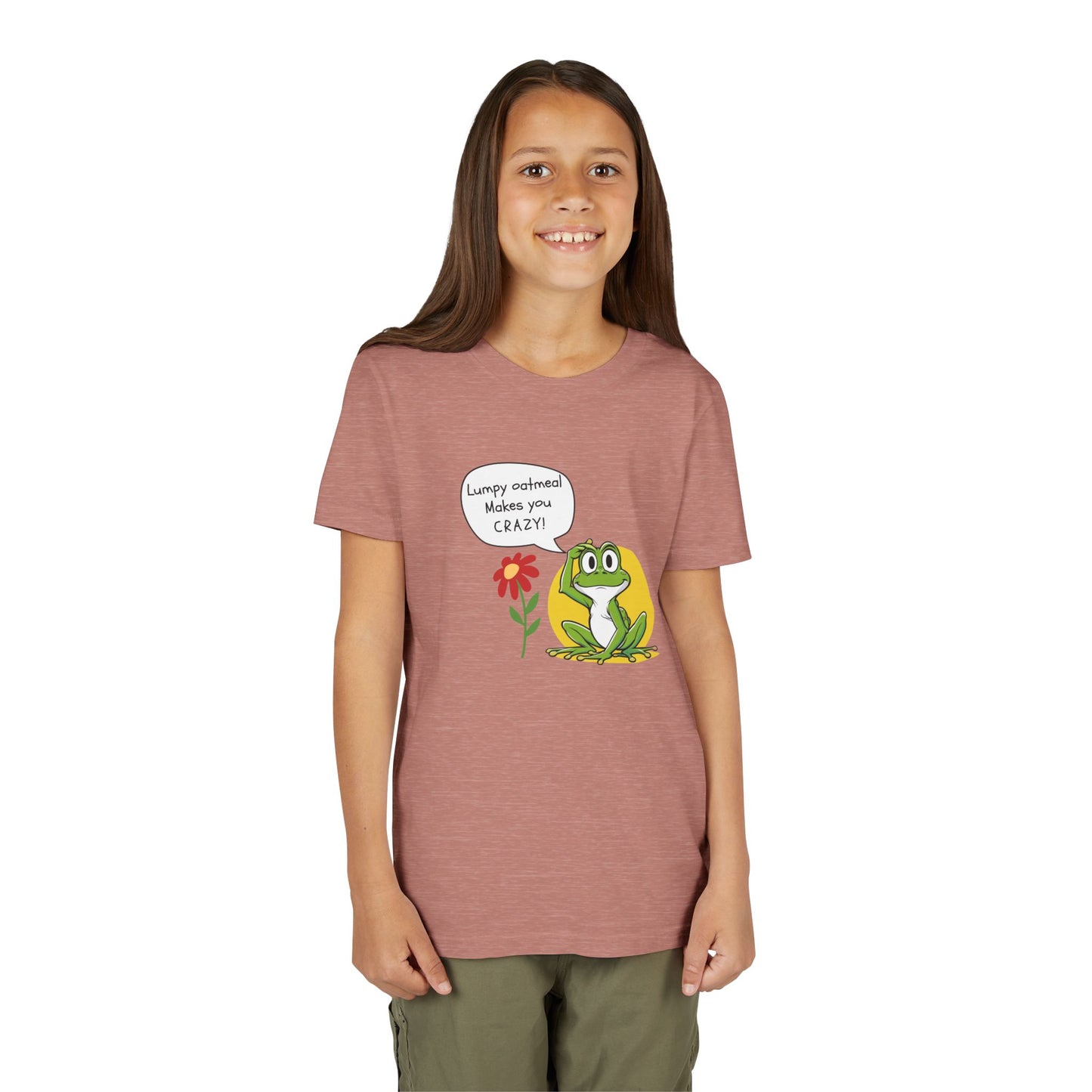 Lumpy Oatmeal Makes You CRAZY Funny Frog Youth Tee - Wishing You Crazy Fun, Cute Kids T-Shirt, Birthday Gift, Summer Outfit, Playful Apparel, Nature Lover Shirt