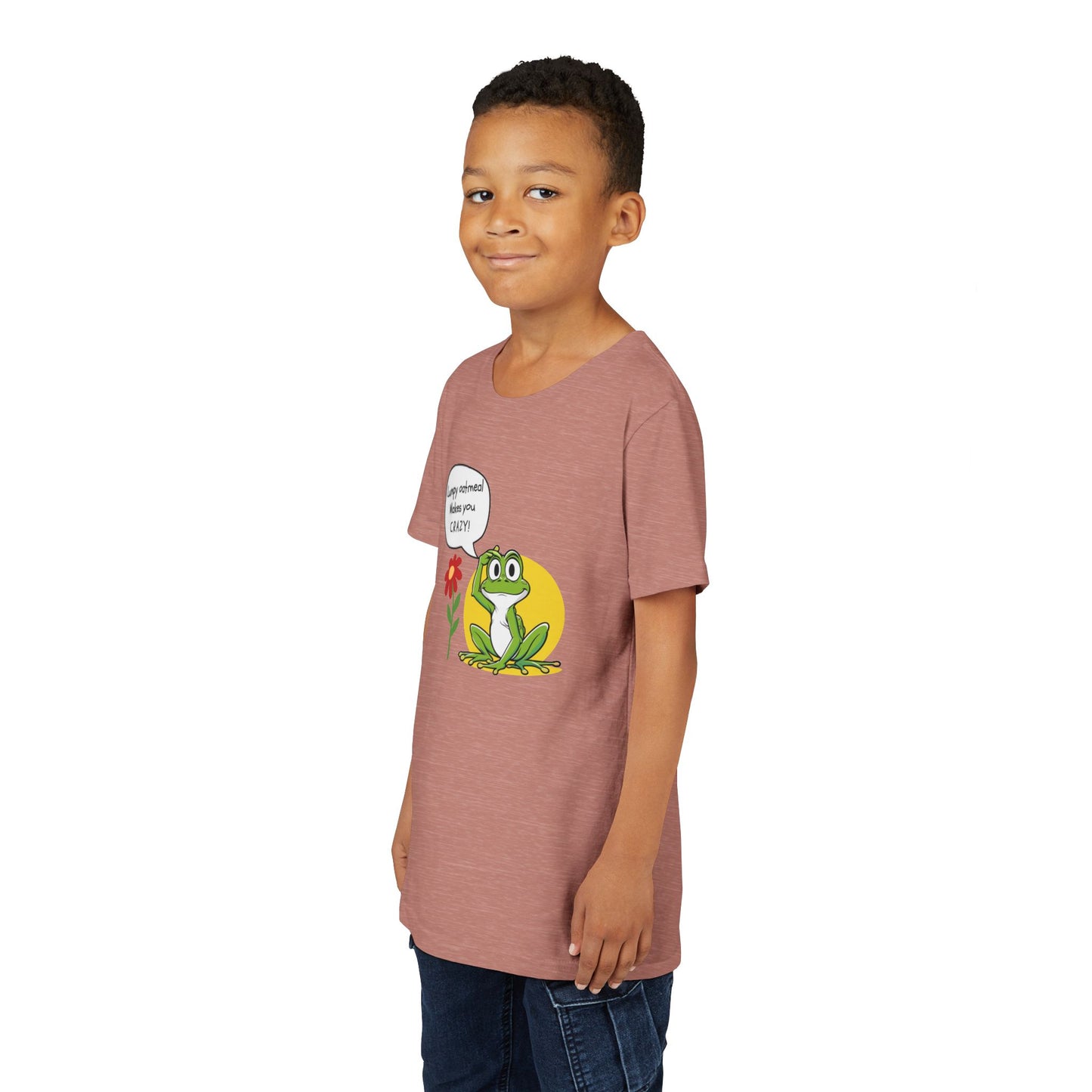 Lumpy Oatmeal Makes You CRAZY Funny Frog Youth Tee - Wishing You Crazy Fun, Cute Kids T-Shirt, Birthday Gift, Summer Outfit, Playful Apparel, Nature Lover Shirt