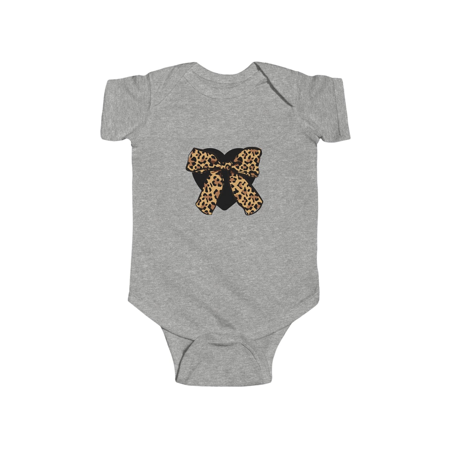 Heart Leopard Print Bow Infant Fine Jersey Bodysuit