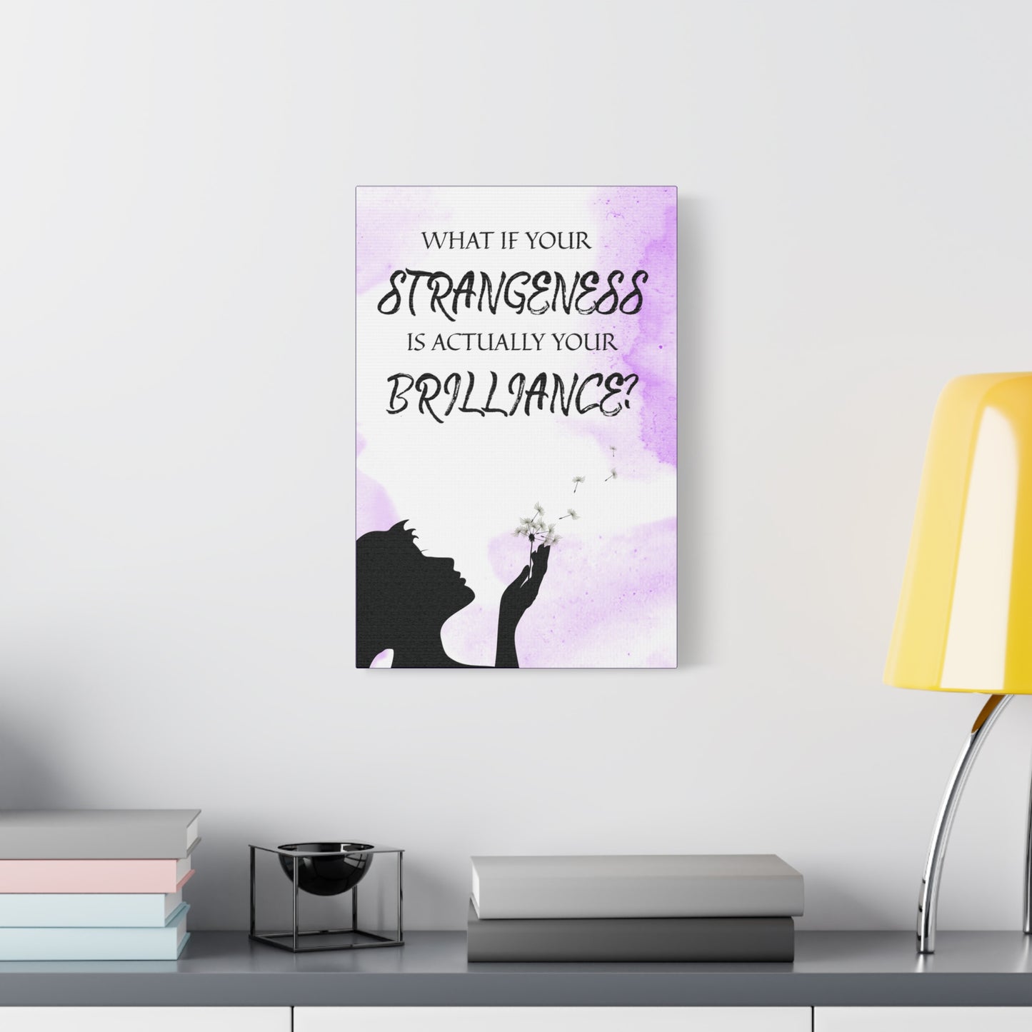 Inspirational Wall Art Canvas - "What If Your Strangeness is Actually Your Brilliance?" - Purple Cloud Canvas