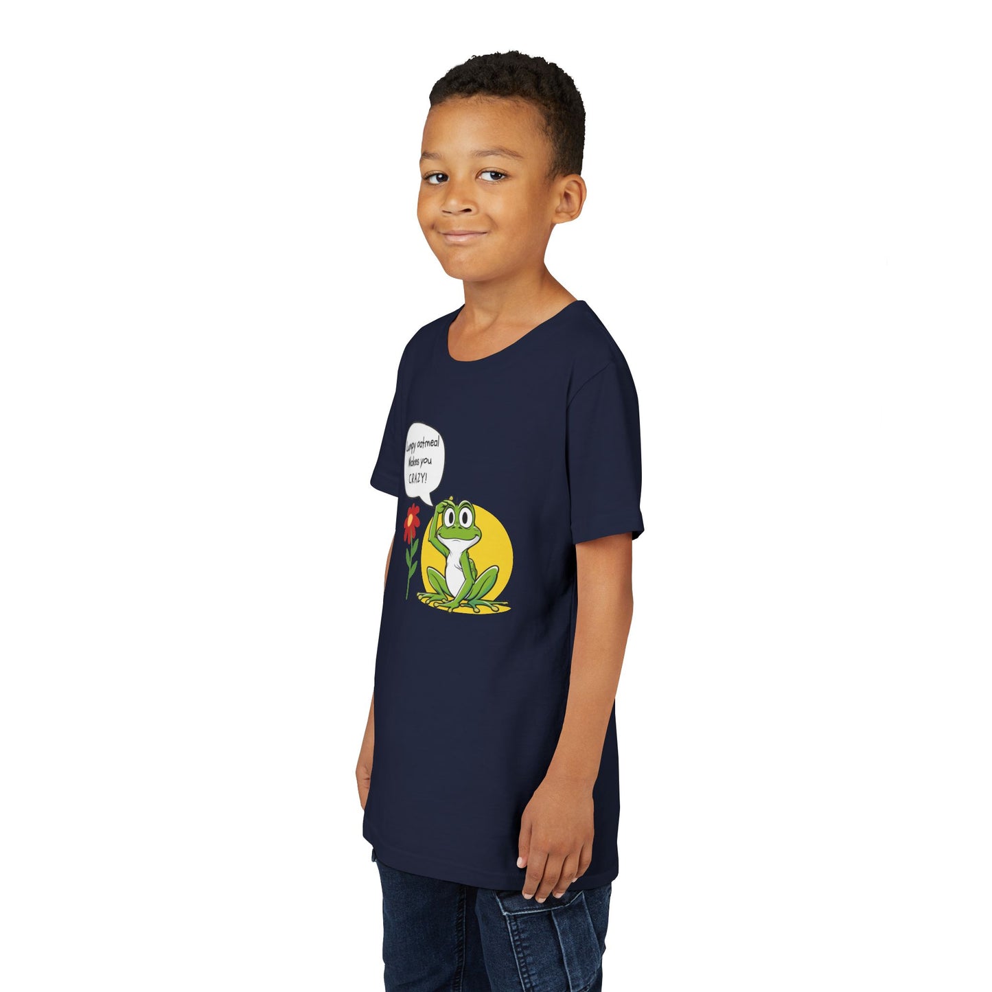 Lumpy Oatmeal Makes You CRAZY Funny Frog Youth Tee - Wishing You Crazy Fun, Cute Kids T-Shirt, Birthday Gift, Summer Outfit, Playful Apparel, Nature Lover Shirt
