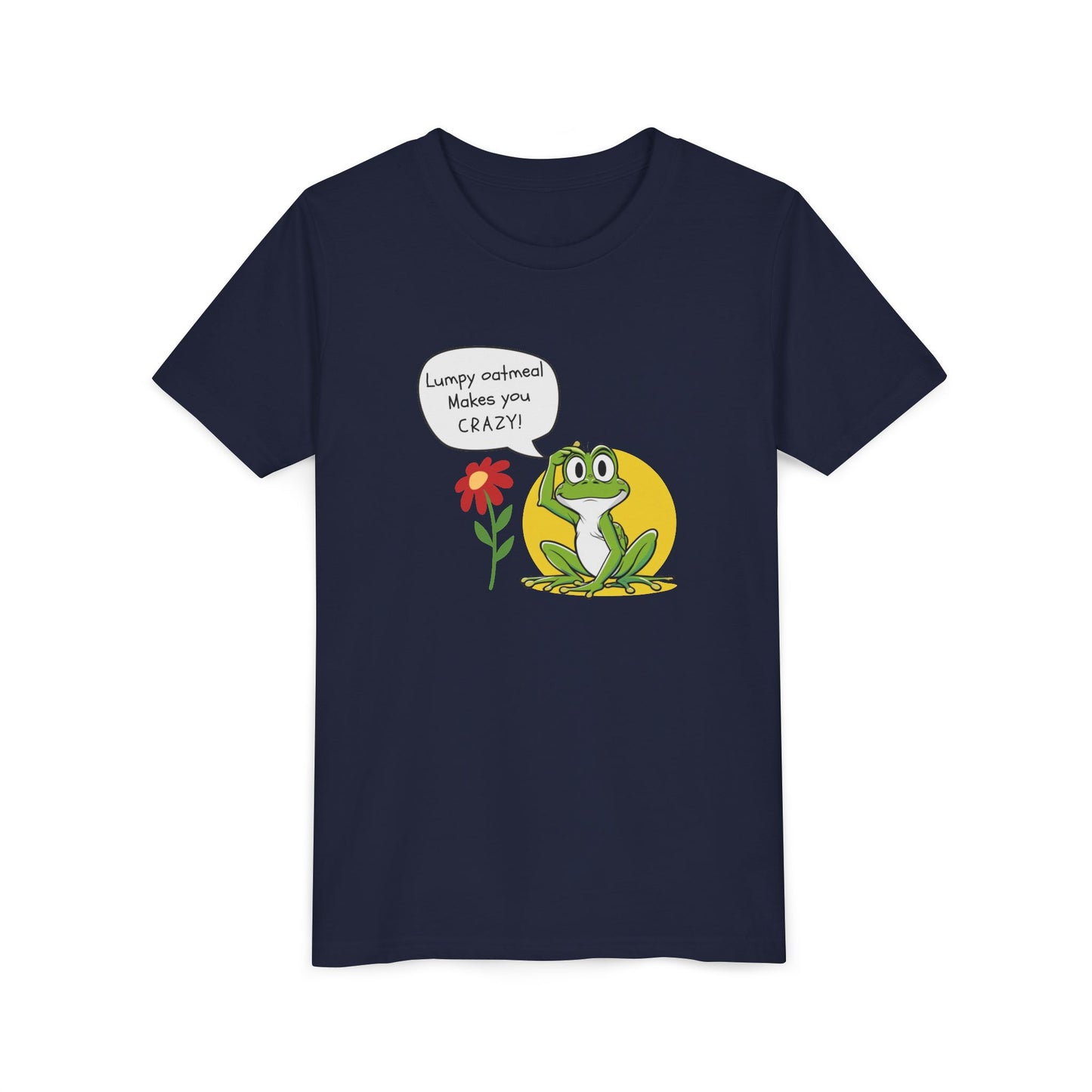 Lumpy Oatmeal Makes You CRAZY Funny Frog Youth Tee - Wishing You Crazy Fun, Cute Kids T-Shirt, Birthday Gift, Summer Outfit, Playful Apparel, Nature Lover Shirt