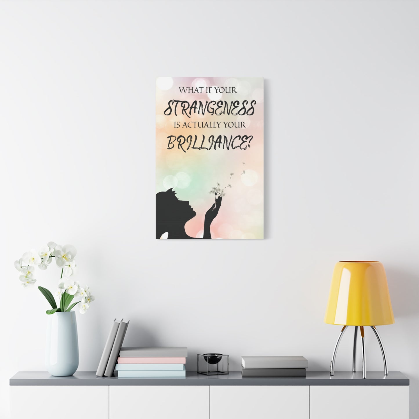 Inspirational Canvas Art - "What If Your Strangeness Is Actually Your Brilliance?" -Pastel Cloud Canvas