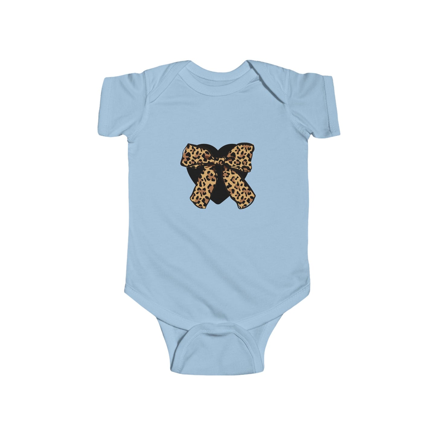 Heart Leopard Print Bow Infant Fine Jersey Bodysuit