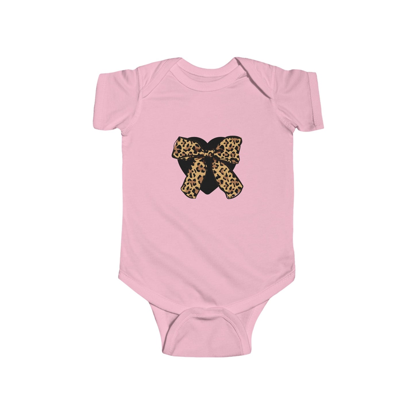 Heart Leopard Print Bow Infant Fine Jersey Bodysuit