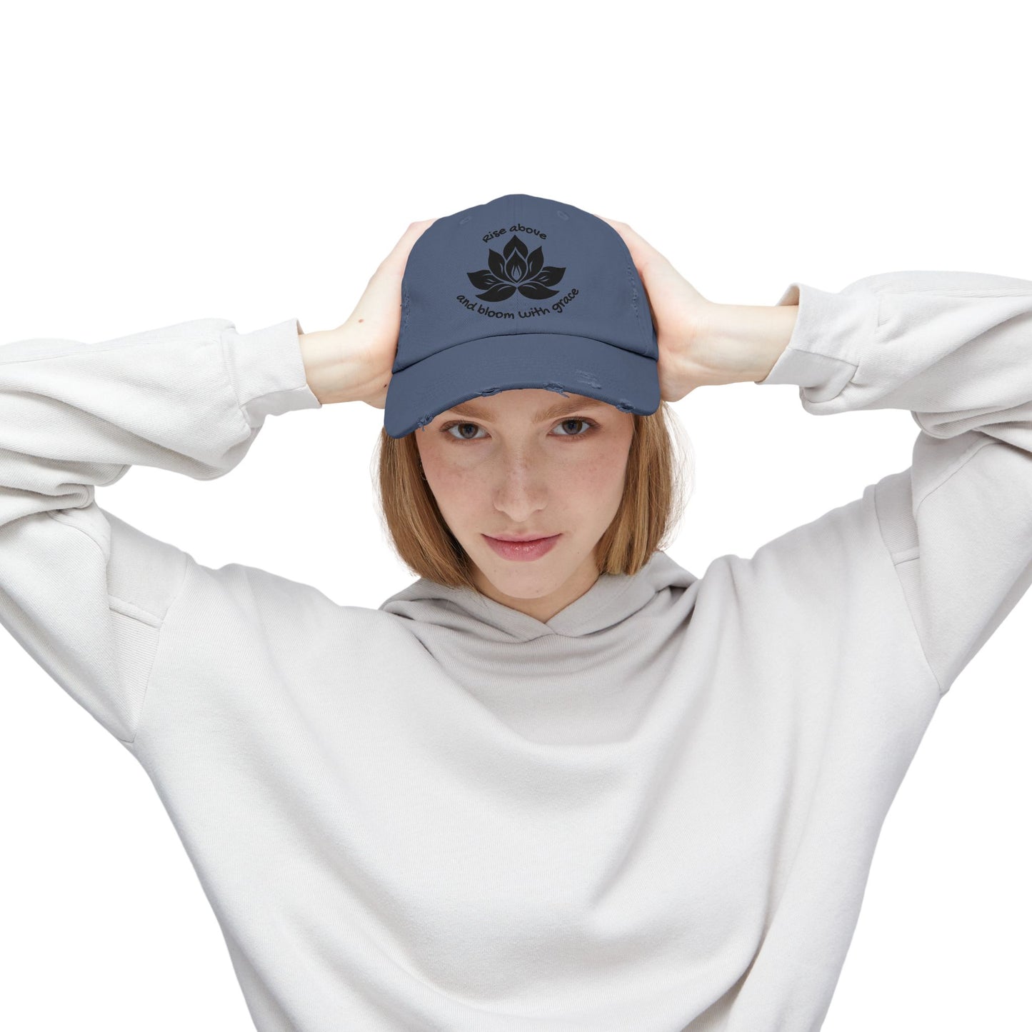 Lotus Flower Unisex Distressed Cap