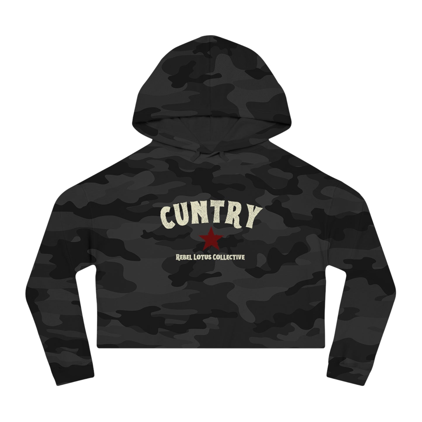 Cuntry Camo Cropped Hoodie - Trendy Women's Sweatshirt for Casual Outfits, Perfect for Fall, Activities, and Everyday Wear