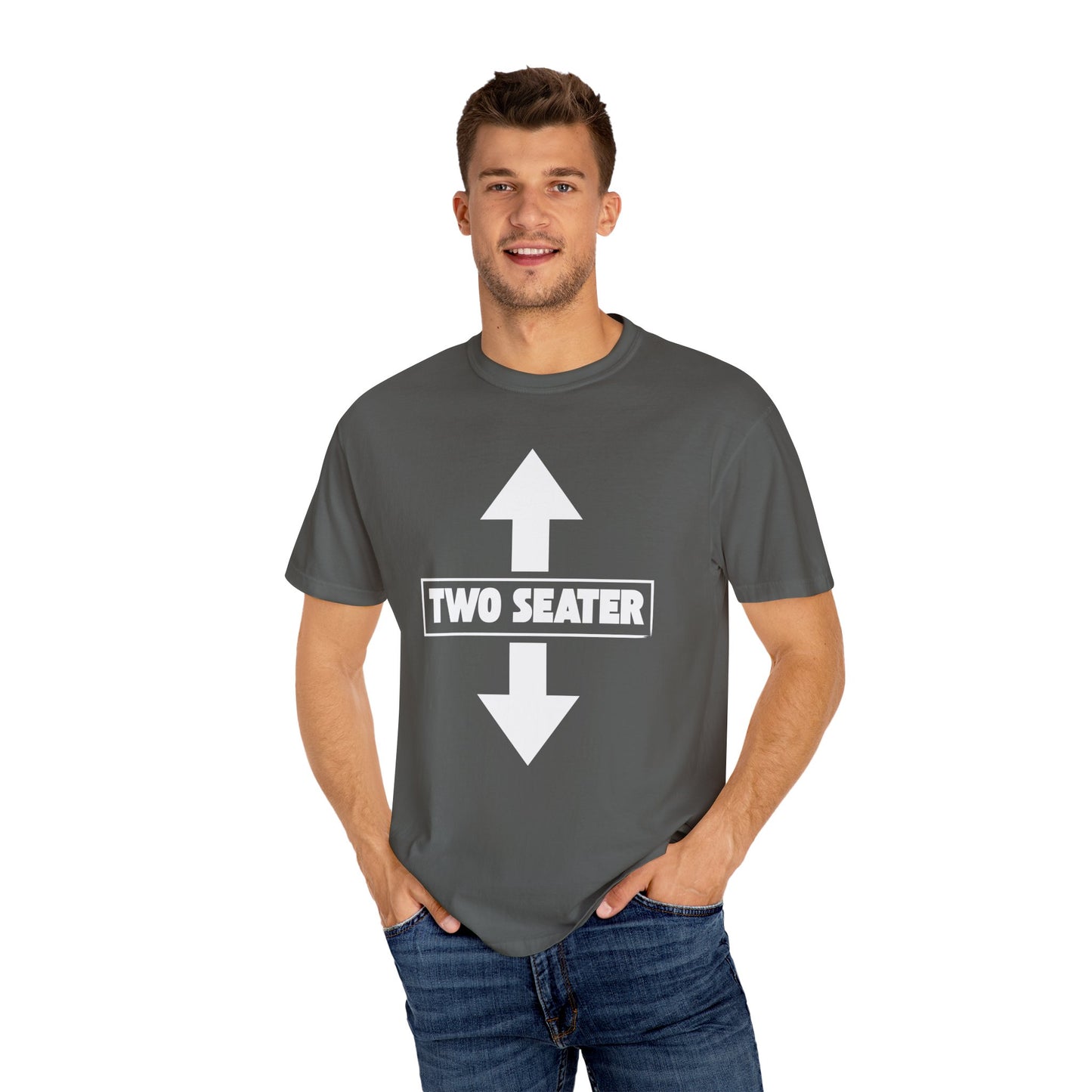 Garment-Dyed T-Shirt, Casual Graphic Tee, Two Seater Shirt, Trendy Streetwear Top, Gift for Friends, Everyday Wear