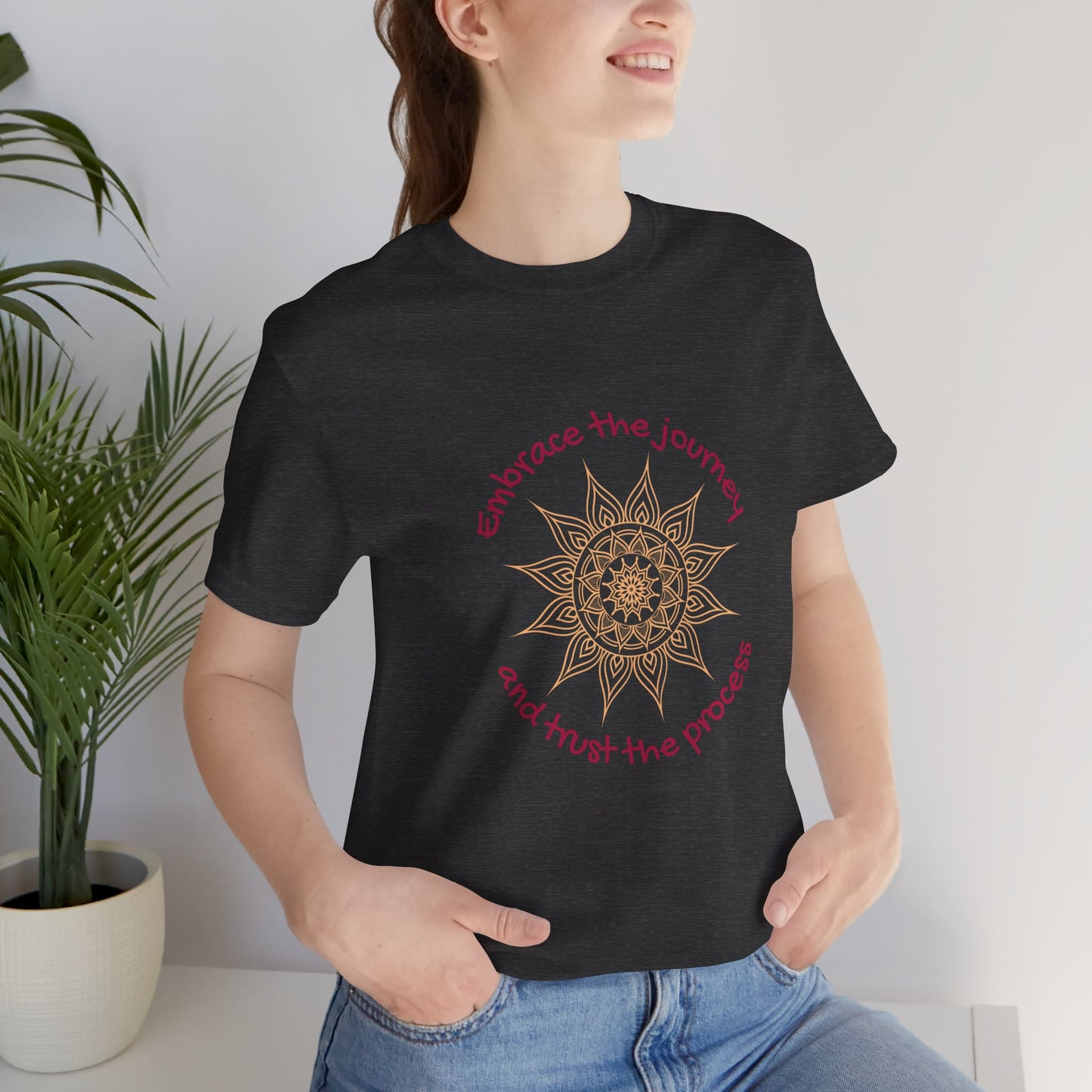 Embrace the Journey and Trust the Process Mandala Design Woman's Jersey Short Sleeve Tee