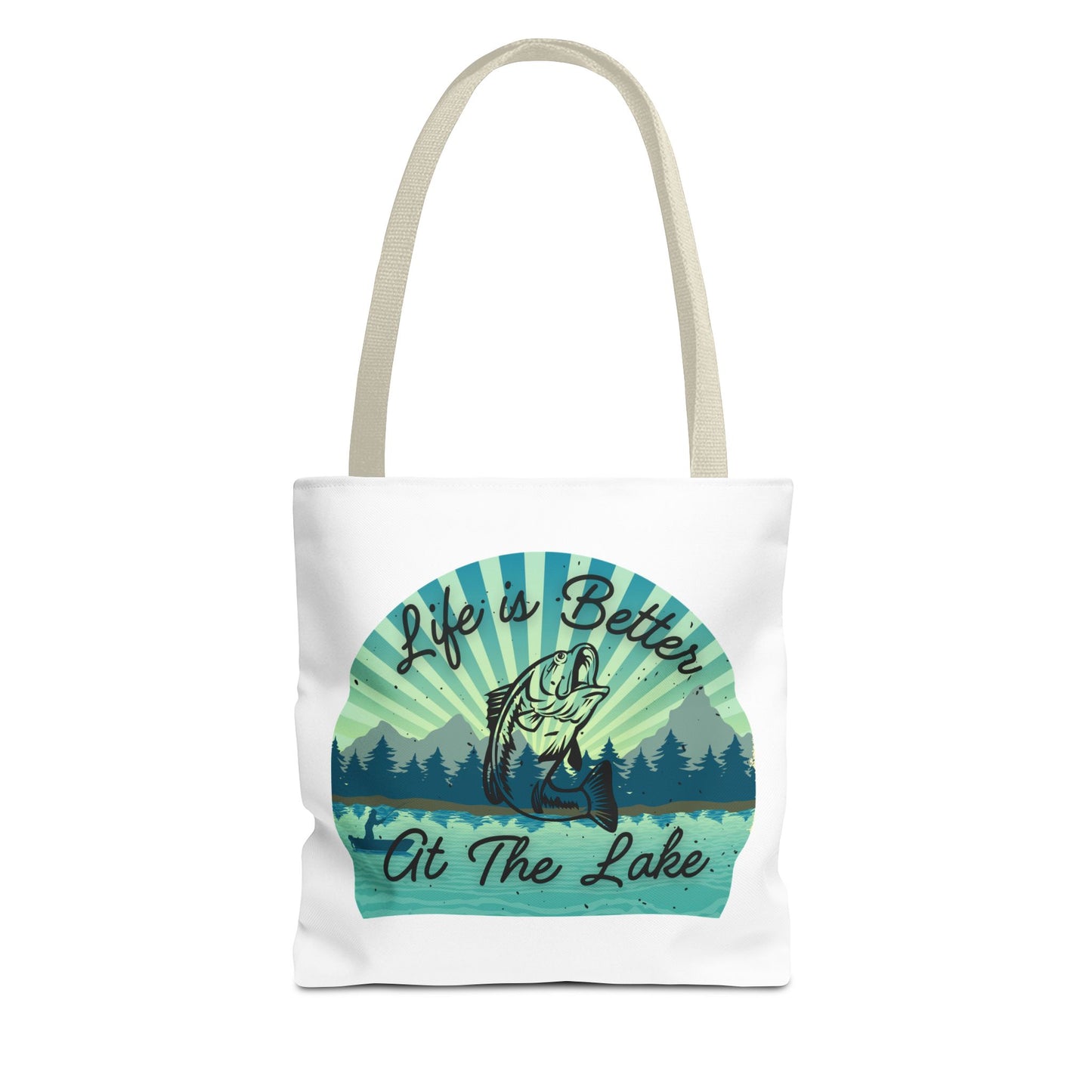 Life is Better at the Lake Bass Fish Design Tote Bag (AOP)