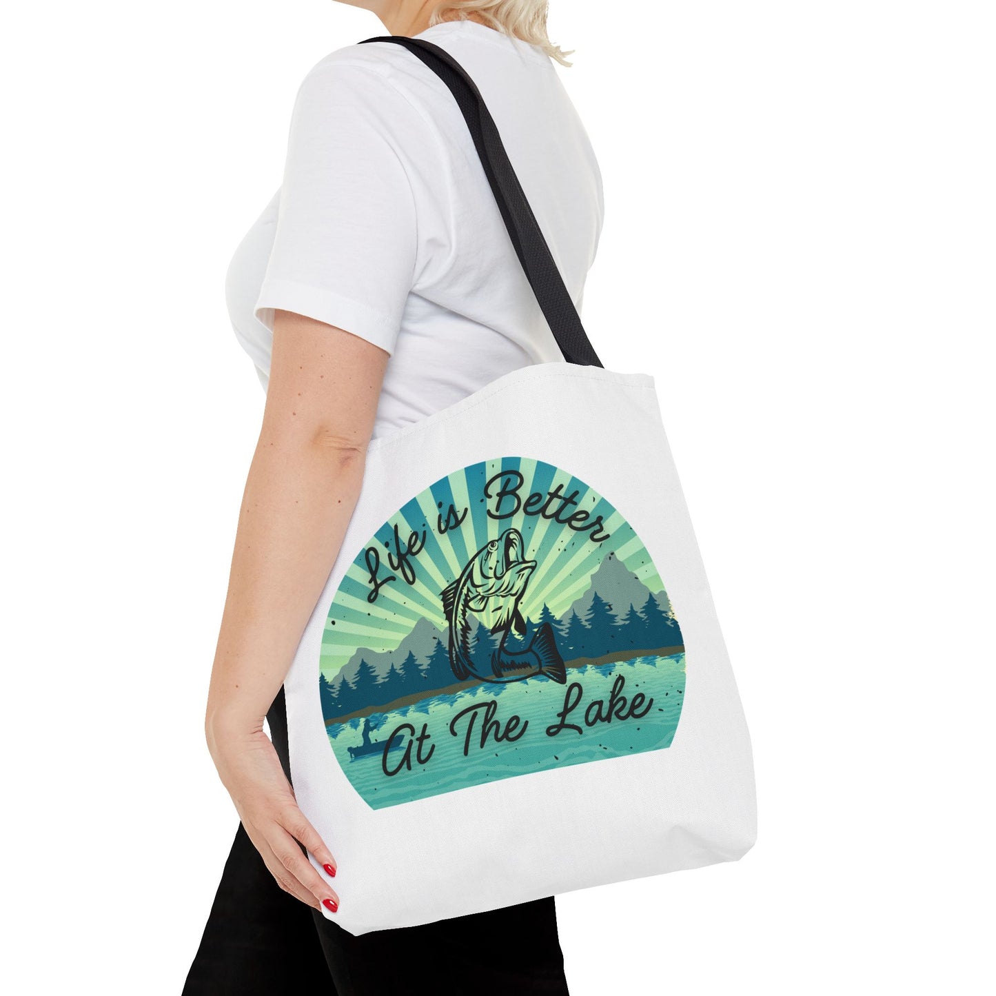 Life is Better at the Lake Bass Fish Design Tote Bag (AOP)