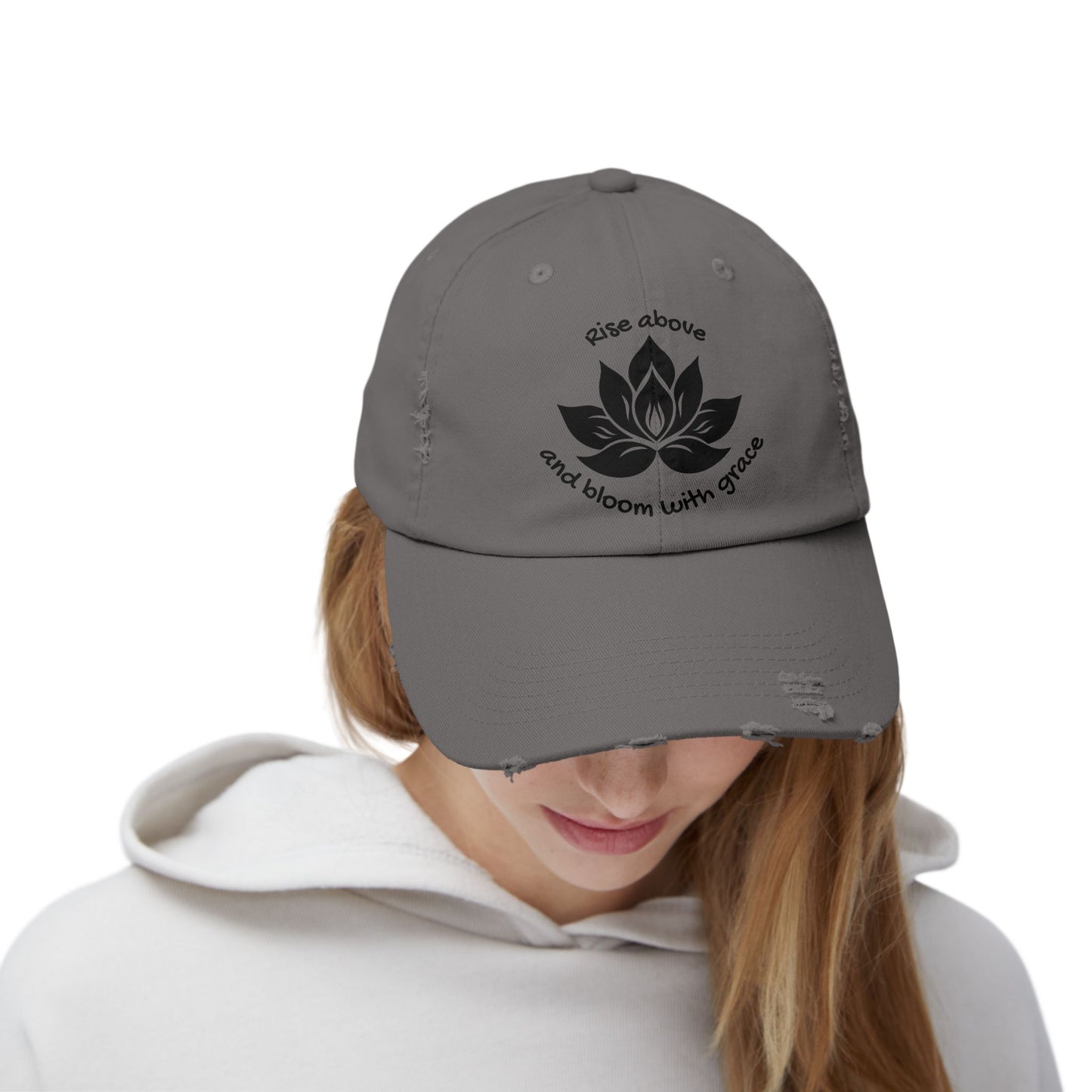 Lotus Flower Unisex Distressed Cap