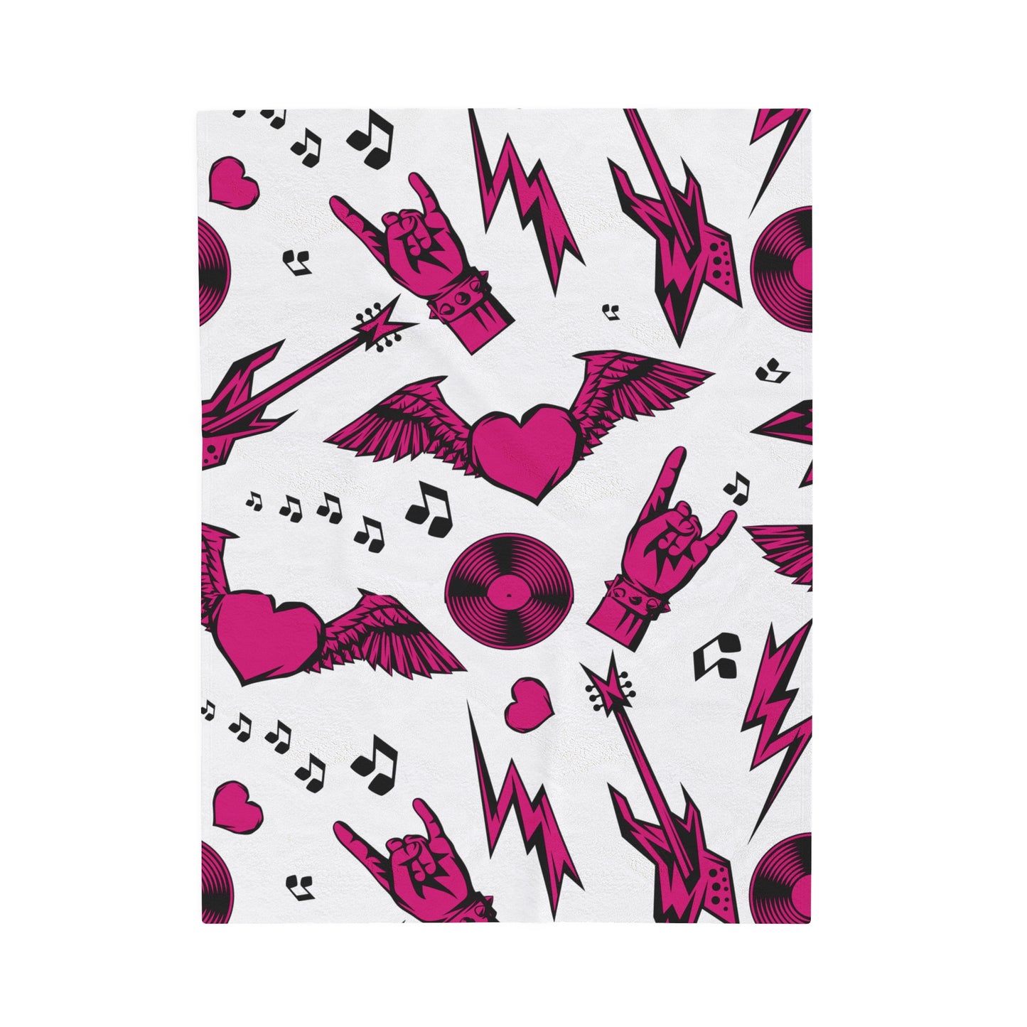 Hot Pink Rock 'n' Roll Infant Velveteen Plush Blanket