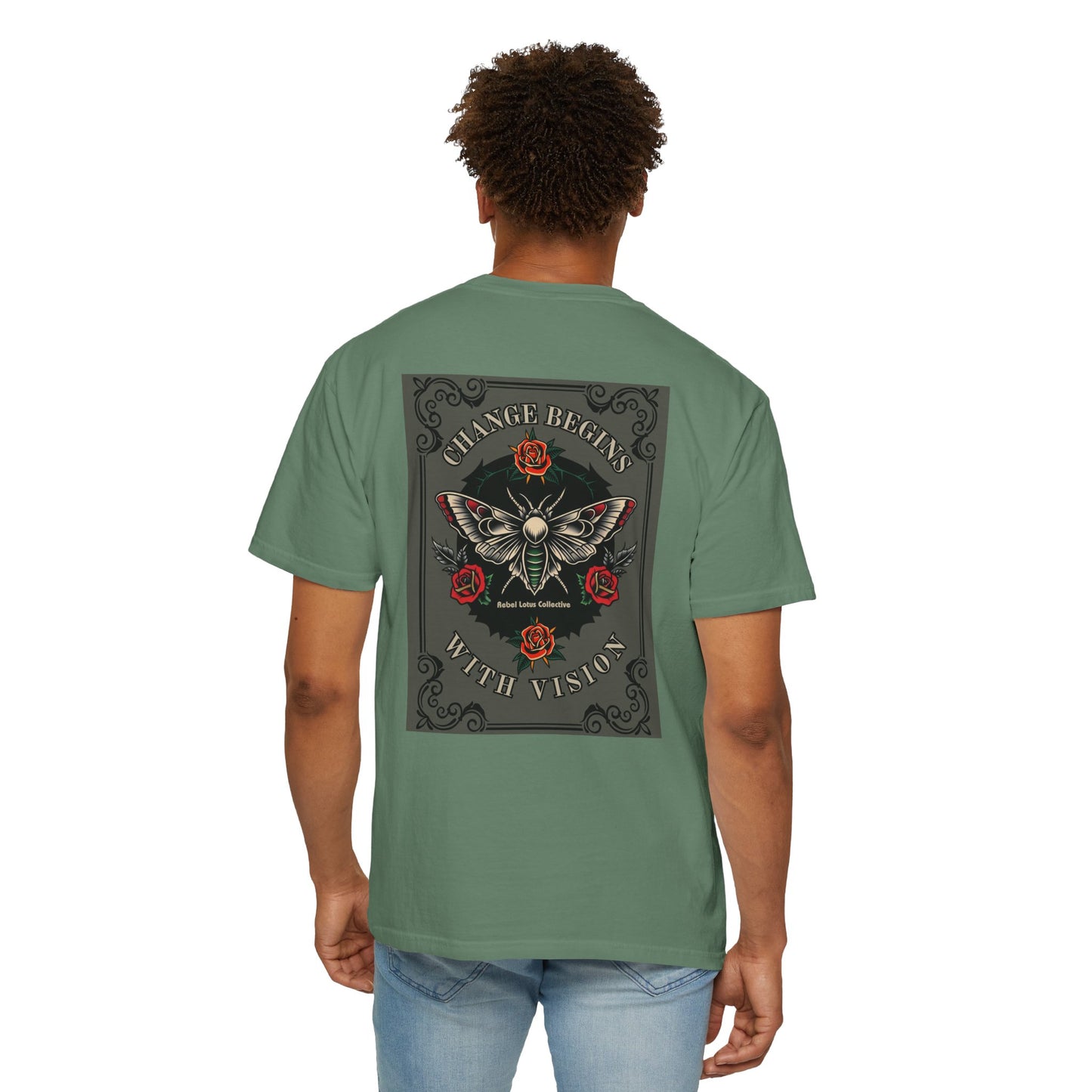Metamorphosis Tee, Soft Cotton T-Shirt with Caterpillar/Moth Design, Casual Wear. Be Inspired