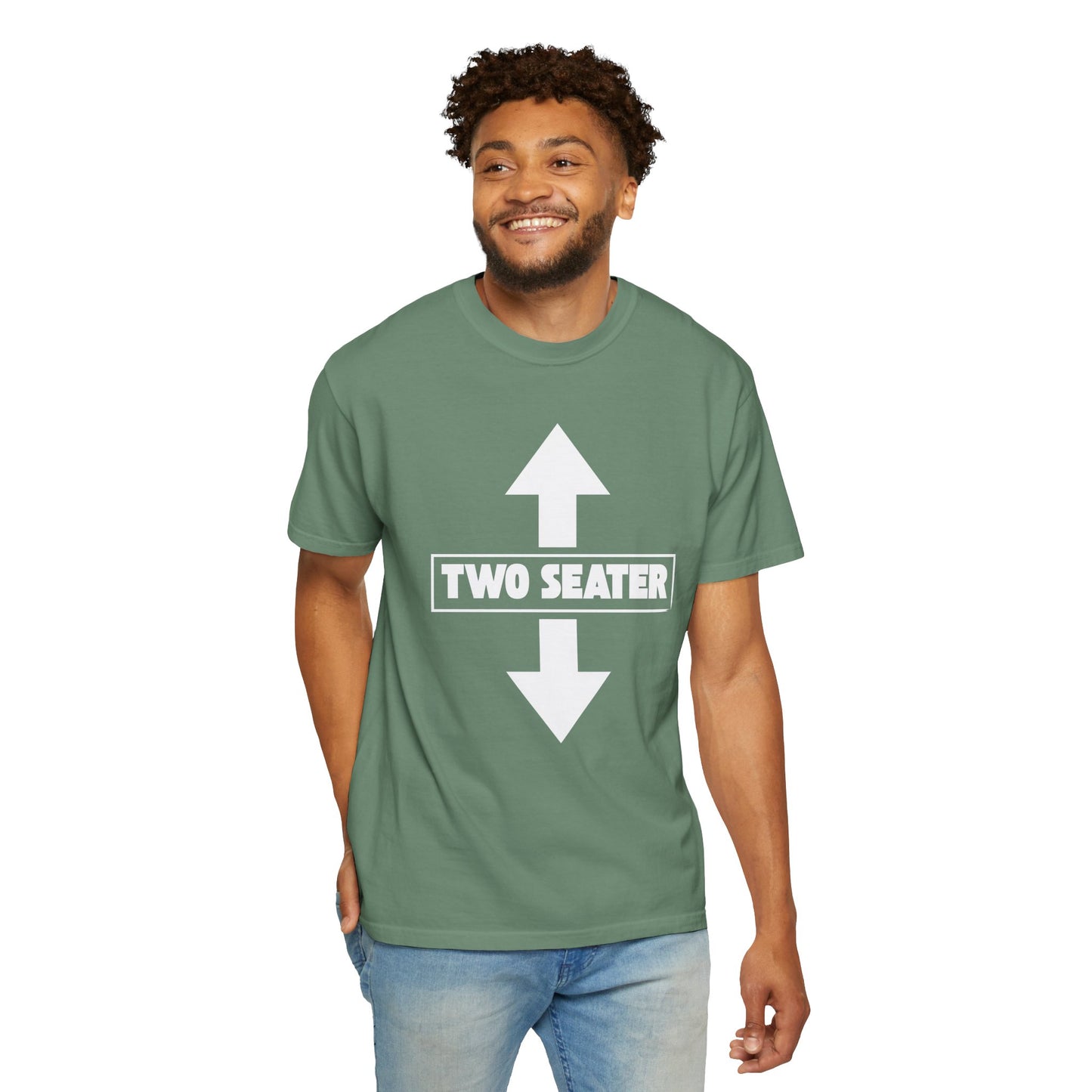 Garment-Dyed T-Shirt, Casual Graphic Tee, Two Seater Shirt, Trendy Streetwear Top, Gift for Friends, Everyday Wear