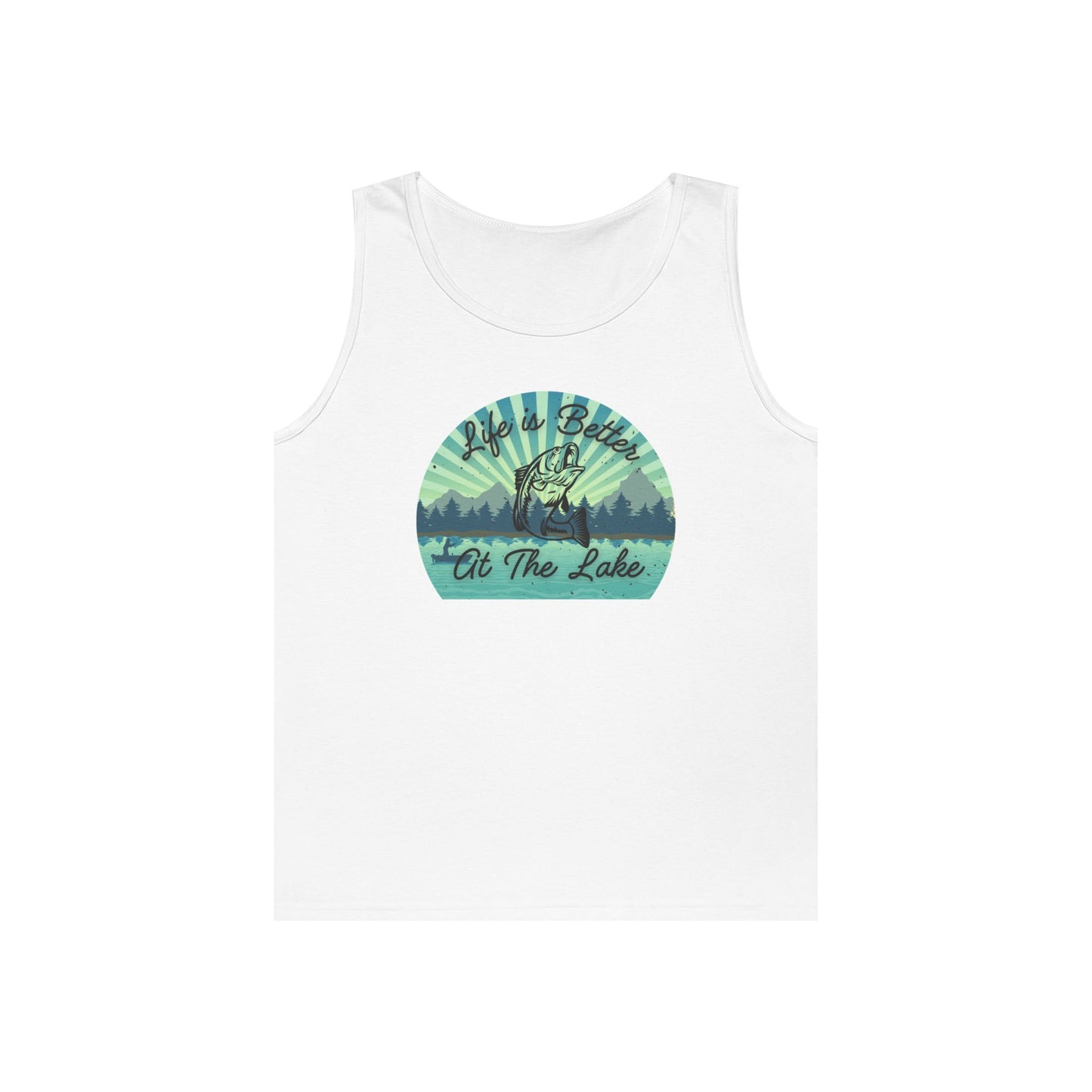 Life is Better at the Lake Bass Fish Design Mens Heavy Cotton Tank Top