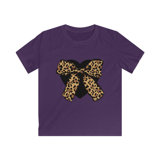 Heart & Leopard Print Bow Youth Softstyle Tee