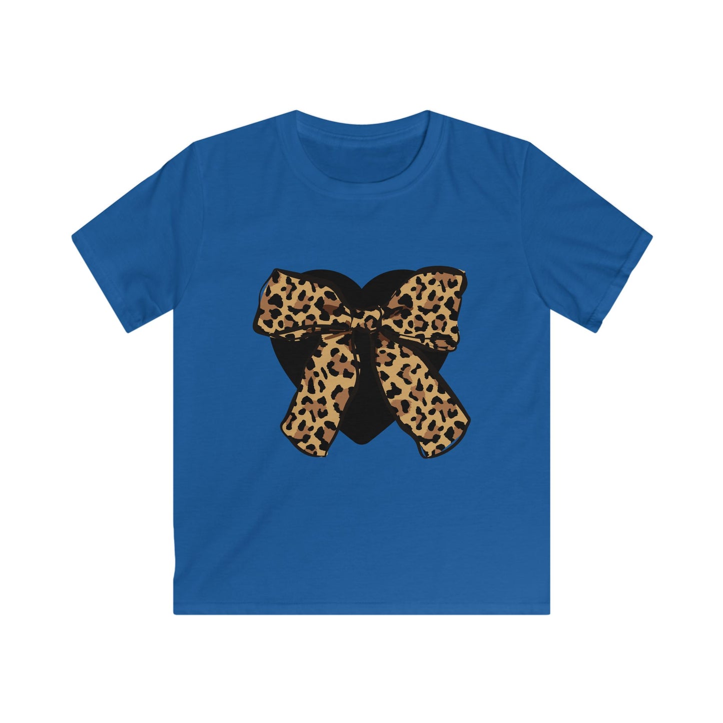 Heart & Leopard Print Bow Youth Softstyle Tee