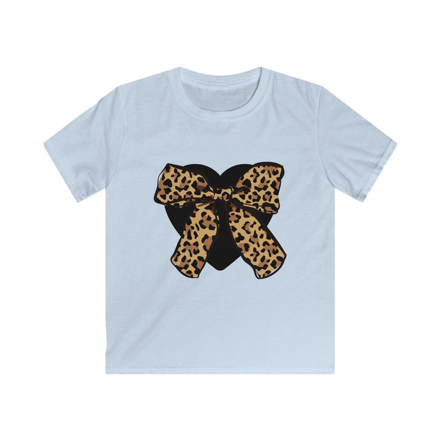 Heart & Leopard Print Bow Youth Softstyle Tee