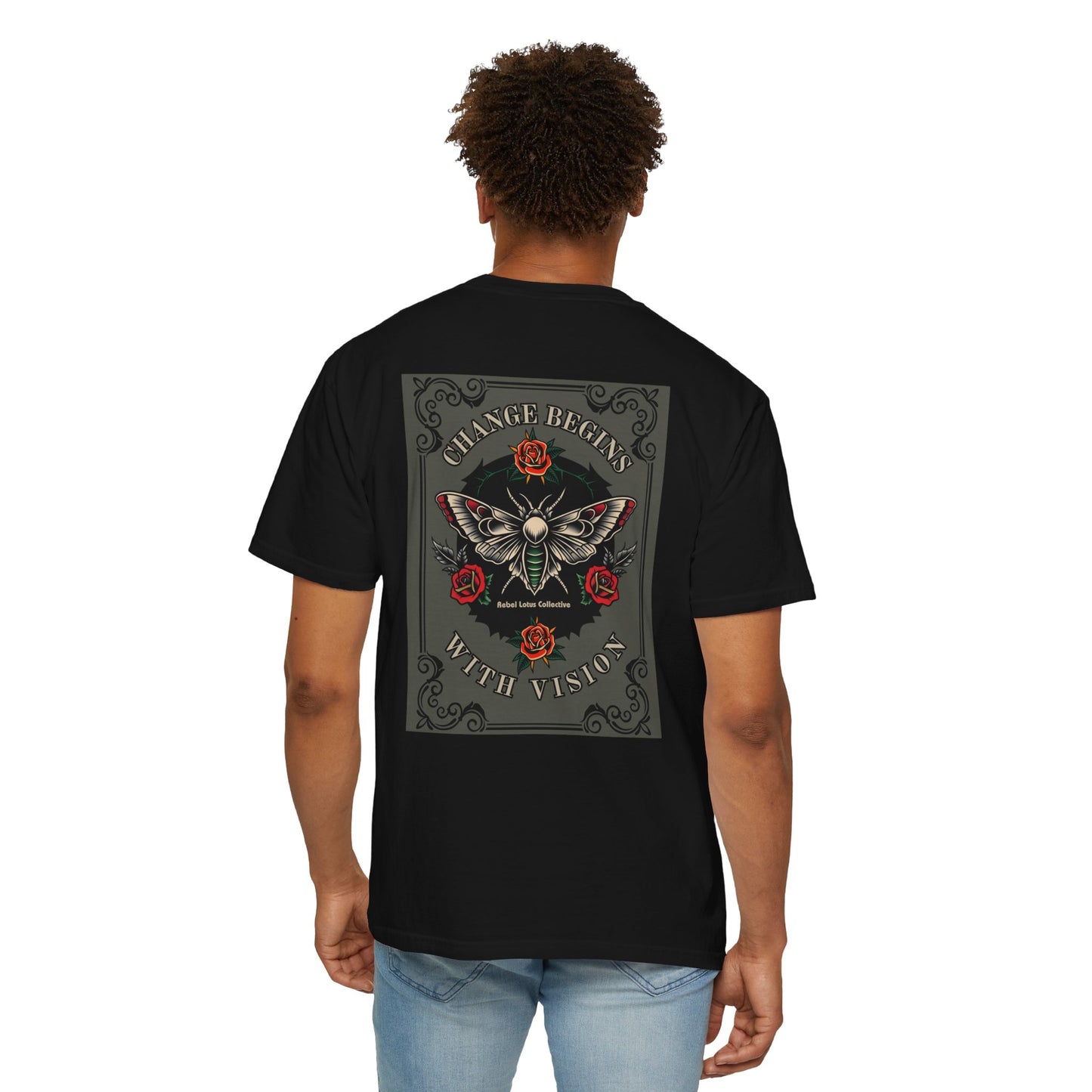 Metamorphosis Tee, Soft Cotton T-Shirt with Caterpillar/Moth Design, Casual Wear. Be Inspired