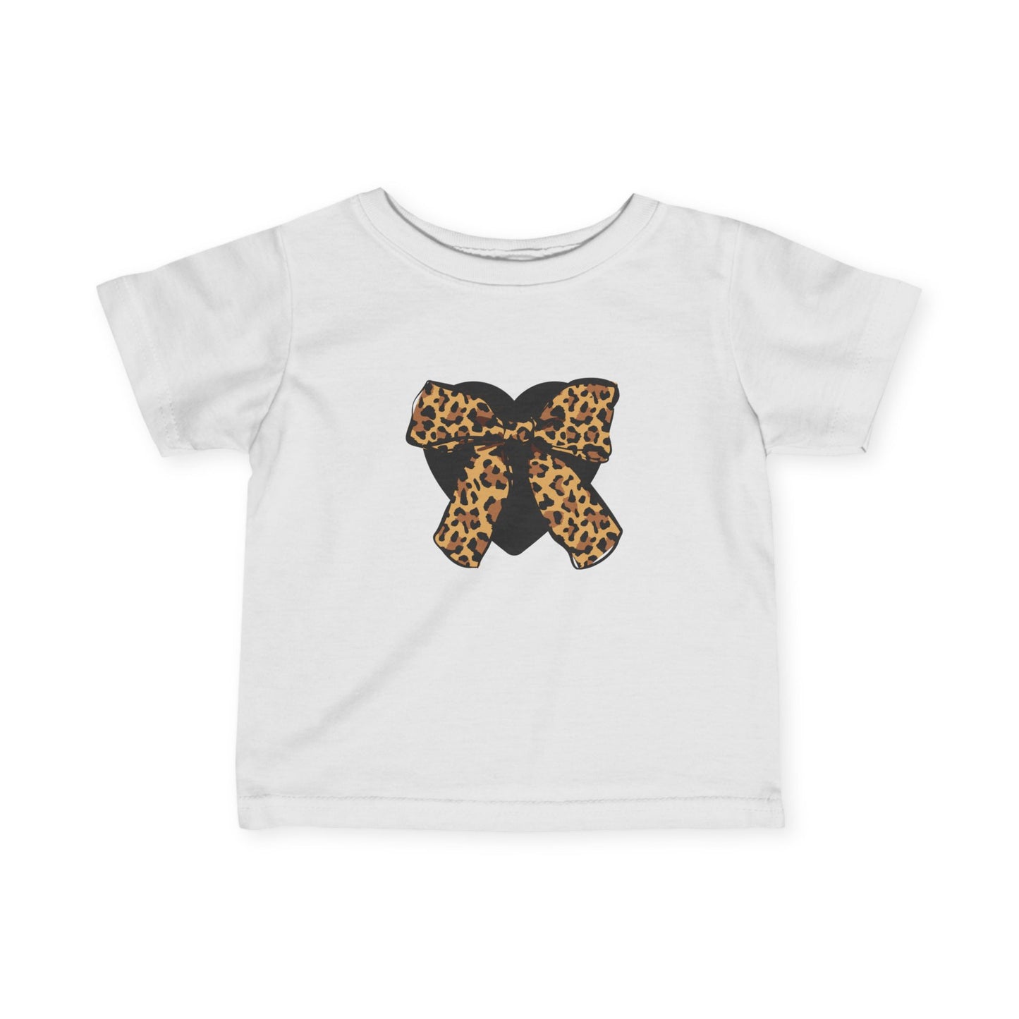 Heart & Leopard Print Bow Infant Fine Jersey Tee