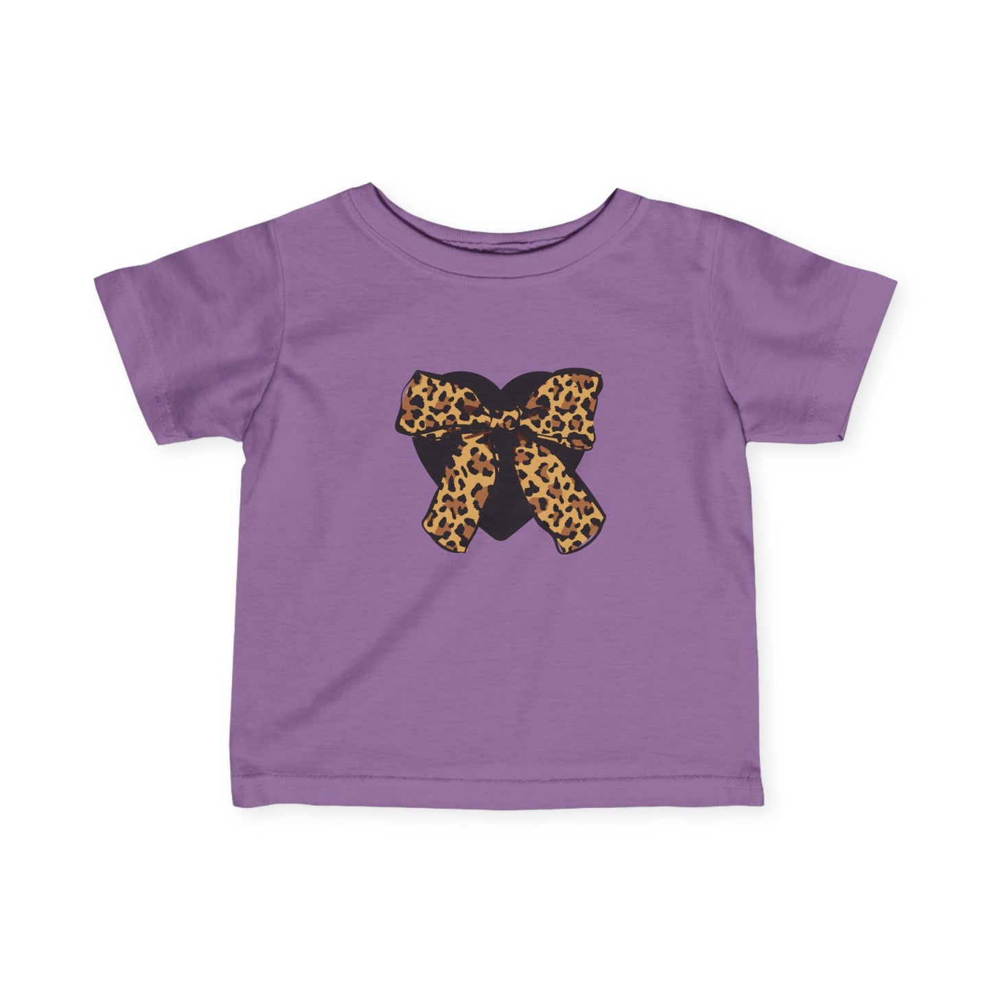 Heart & Leopard Print Bow Infant Fine Jersey Tee