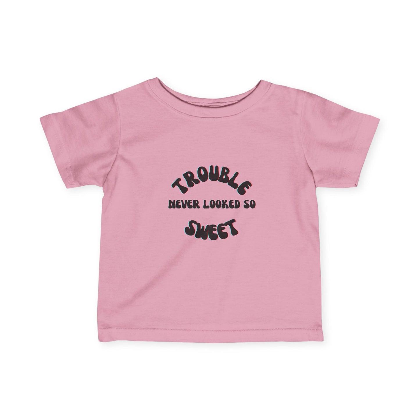 "Trouble Never Looked So Sweet" Infant Fine Jersey Tee. Available in a variety of colors.