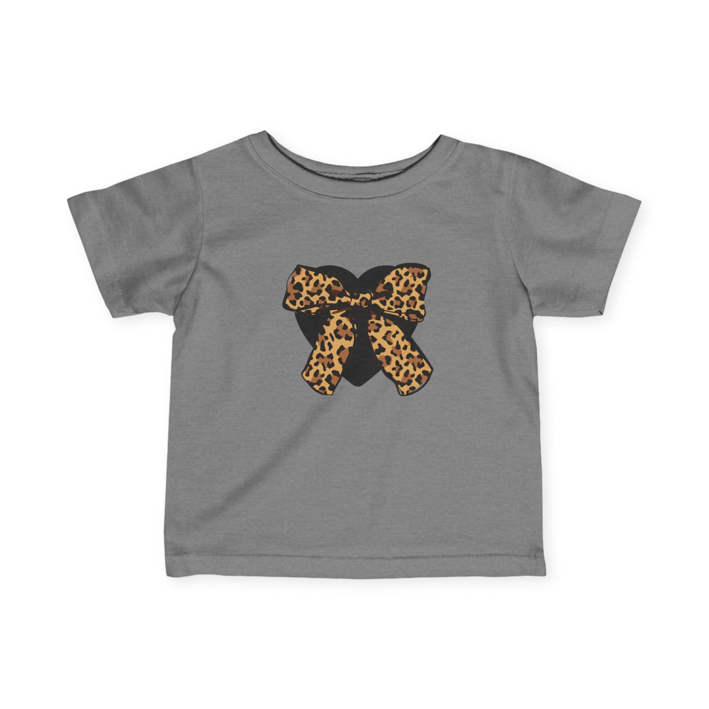 Heart & Leopard Print Bow Infant Fine Jersey Tee