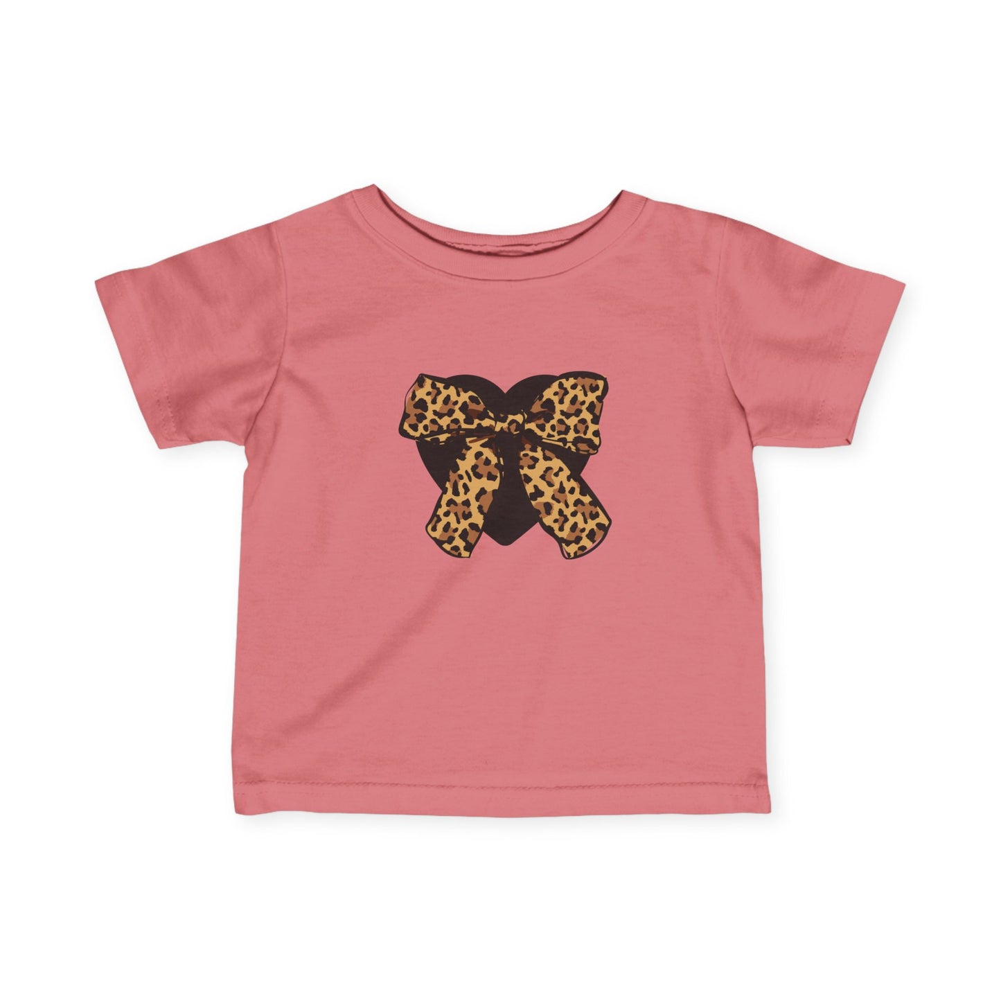 Heart & Leopard Print Bow Infant Fine Jersey Tee