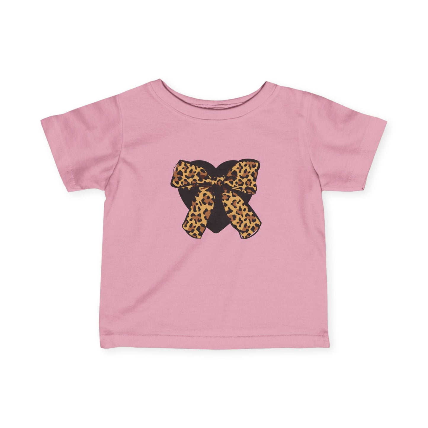 Heart & Leopard Print Bow Infant Fine Jersey Tee