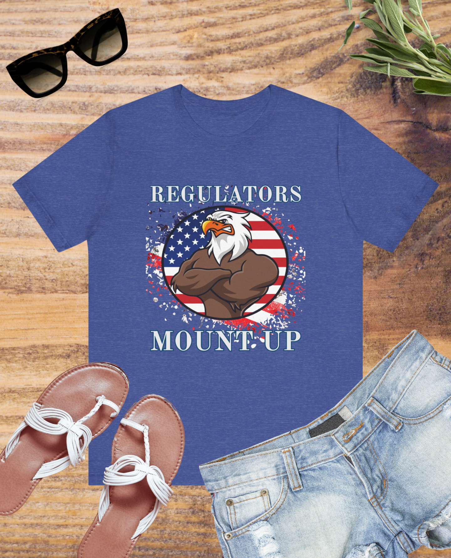 4th of July, Independence Day, Regulators Mount-Up Eagle Tee, Patriotic Short Sleeve Shirt, Casual Outfit, Independence Day Gift, Men's Universal Tee, Comfortable [...]