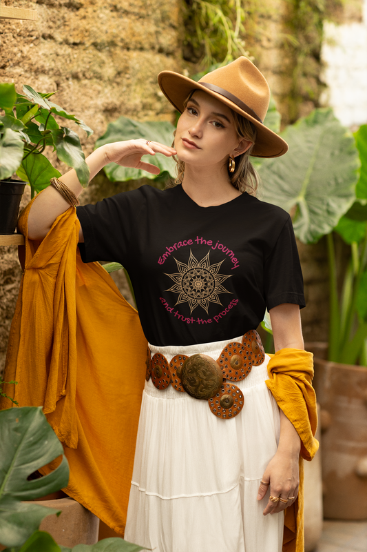 Embrace the Journey and Trust the Process Mandala Design Woman's Jersey Short Sleeve Tee