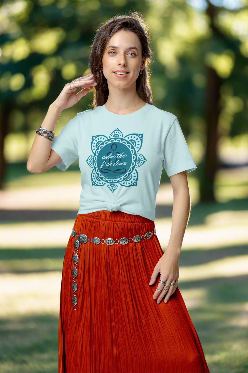 Calm the F*ck Down Mandala Jersey Short Sleeve Tee